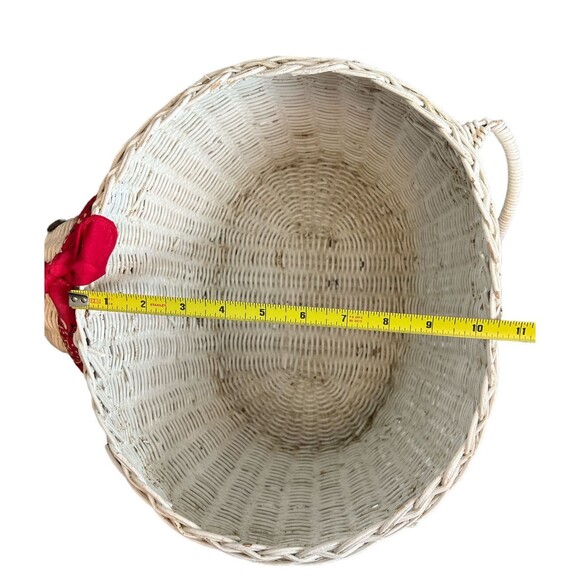 Vtg WHITE WICKER Rattan WESTERN BULL Basket LARGE Woven Planter Cottage DECOR - Picture 8 of 9